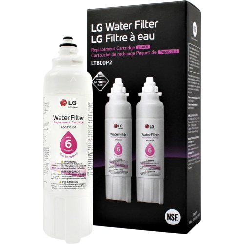 LG LT800P2 6-Month / 200 Gallon Refrigerator Replacement Water Filter, 2 Count (Pack of 1), White