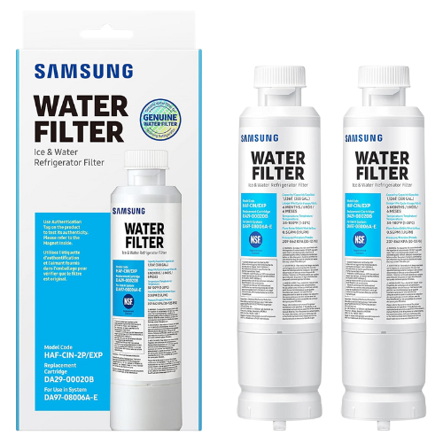 SAMSUNG Genuine Filters for Refrigerator Water and Ice, Carbon Block Filtration for Clean, Clear Drinking Water, DA29-00020B-2P, 2 Pack