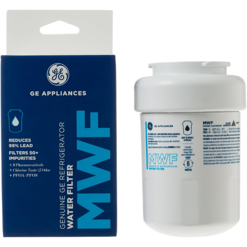 GE MWF Refrigerator Water Filter, Genuine Replacement Filter, Certified to Reduce Lead, Sulfur, and 50+ Other Impurities, Replace Every 6 Months for Best Results, Pack of 1