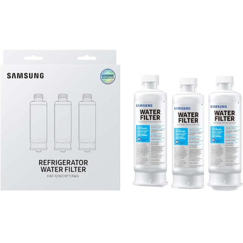 SAMSUNG Genuine Filters for Refrigerator Water and Ice, Carbon Block Filtration for Clean, Clear Drinking Water, HAF-QIN-3P, (Pack of 3)
