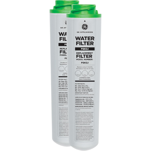 GE Under Sink Water Filter Replacement, Dual Flow, Reduces Sediment, Rust & Other Impurities from Water, Fits GXK255TBN Under Sink Filtration System, Replace Every 6 Months, FQK2J, 2 Filters
