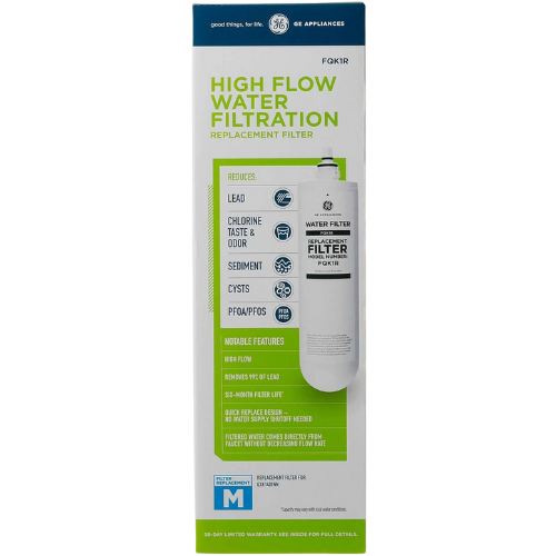GE Single Stage Under Sink Replacement Filter, Fits GE GXK140TNN and GXULQK systems, Reduces Lead, Chlorine & Other Impurities for Better Water, Easy Install, Twist & Lock Design, FQK1R
