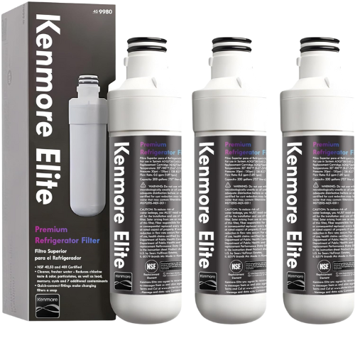GOTICAL – kenmore Elite 9980 469980 Water Treatment Filter White 3-Pack, Replace every 6 months, or more often If water flow slows noticeably